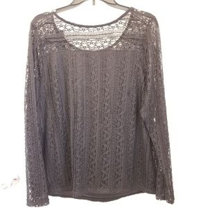 Lane Bryant long sleeve lace top NWT